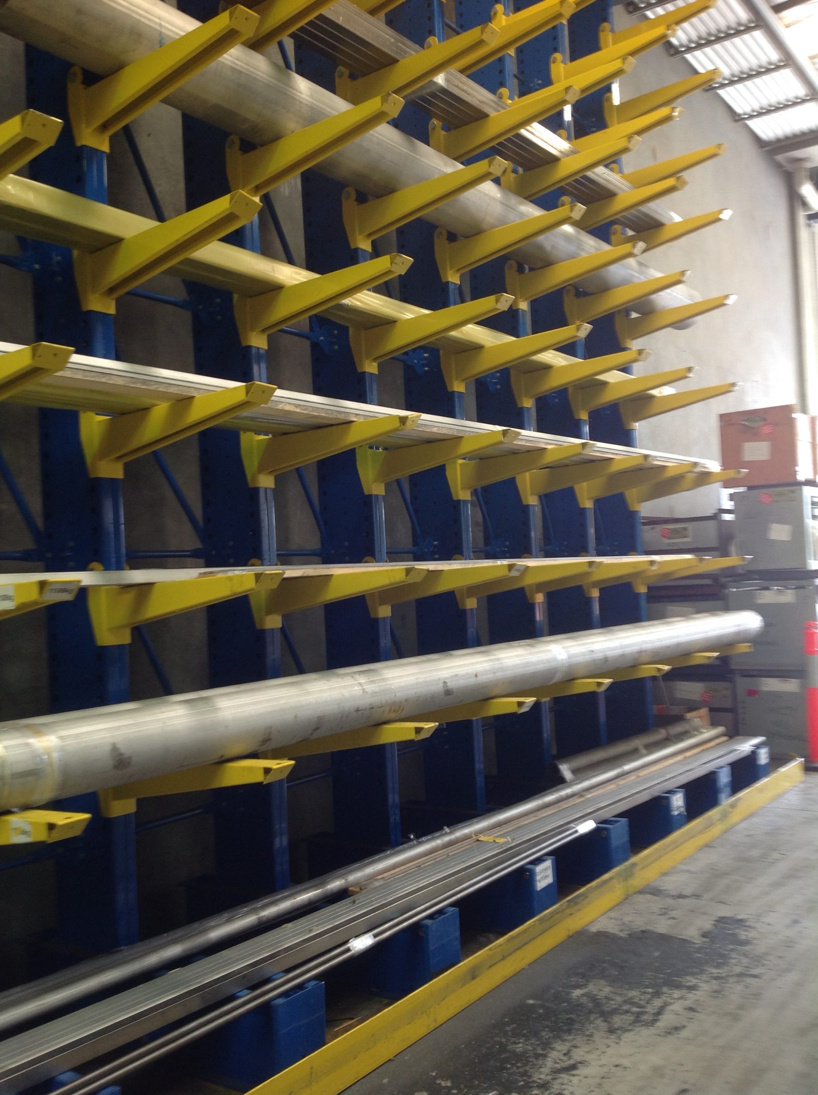 Powder coated cantilever racking with timber
